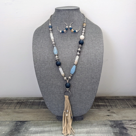 Chico's Jewelry - Chico's Beaded Tassel Necklace and Earring Set